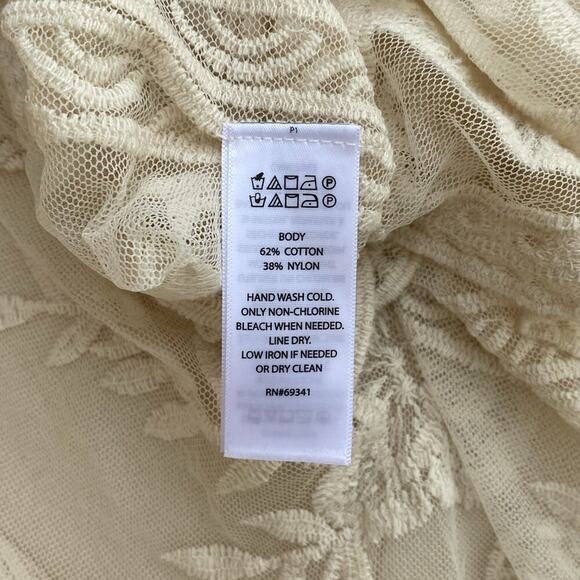 NWT Rachel Zoe Cream Floral Embroidered Lace Boho Coverup Kimono Duster ONE SIZE - Picture 12 of 12